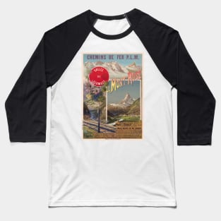 Le Mont Rose Switzerland Vintage Poster 1891 Baseball T-Shirt